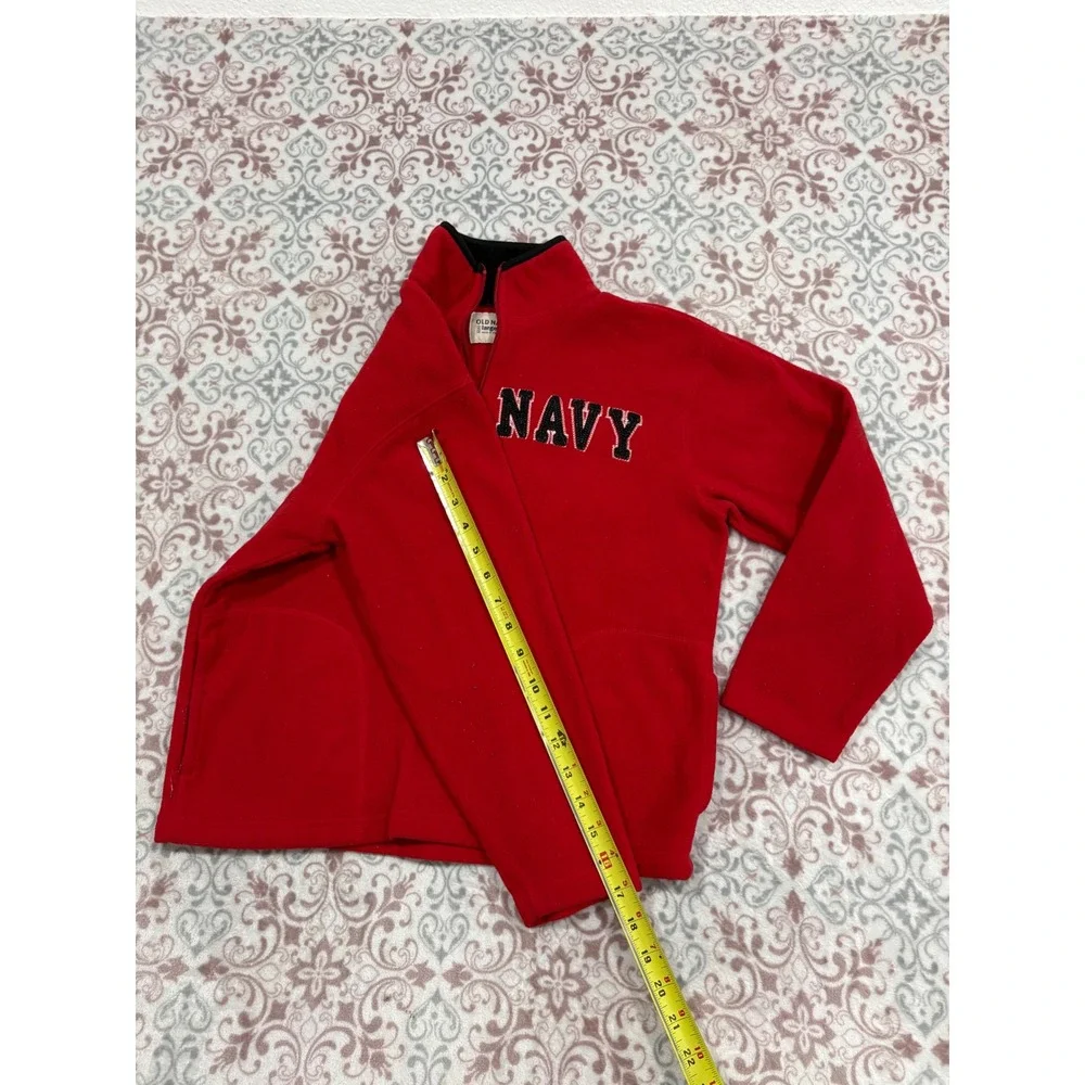 Old Navy Boys Red Fleece Quarter Zip Pullover Collegiate Sweatshirt Large 10-12